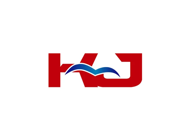 KJ Logo. Elemen Huruf Grafik Vektor - Stok Vektor
