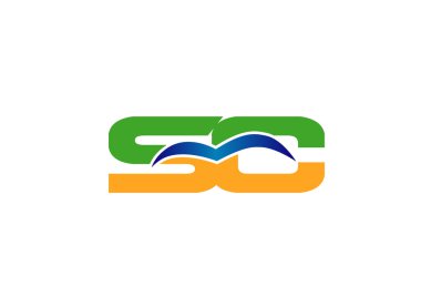 Zarif alfabe S ve C harfi logosu. Vektör çizim