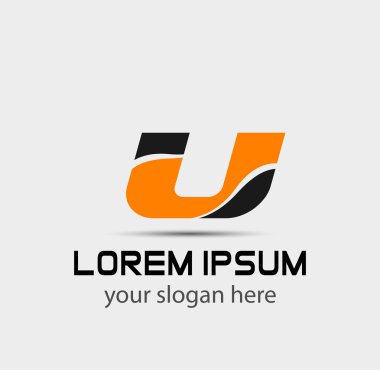 U harfi logo tasarım şablonu elementleri
