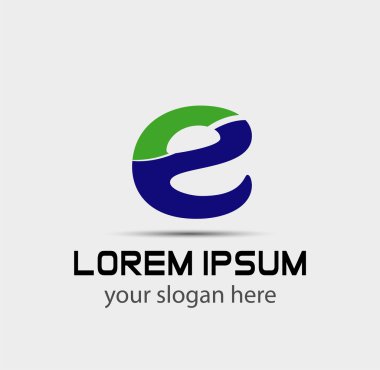 E harfi logo tasarım şablonu elementleri