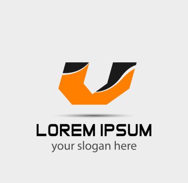 V harfi logo tasarım şablonu elementleri