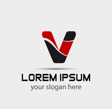 V harfi logo tasarım şablonu elementleri