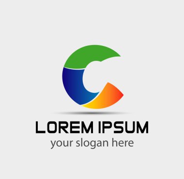 C harfi logo tasarım şablonu elementleri