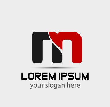 M harfi logo tasarım şablonu elementleri