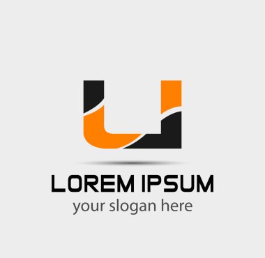 U harfi logo tasarım şablonu elementleri