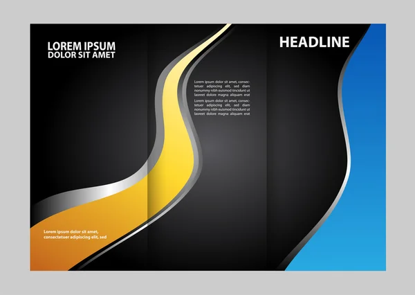 Brochure design template vector tri-fold geometric abstract blue color — Stock Vector