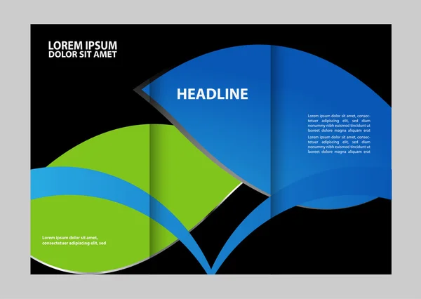 Brochure ontwerpsjabloon vector gevouwen geometrische abstracte blauwe kleur — Stockvector