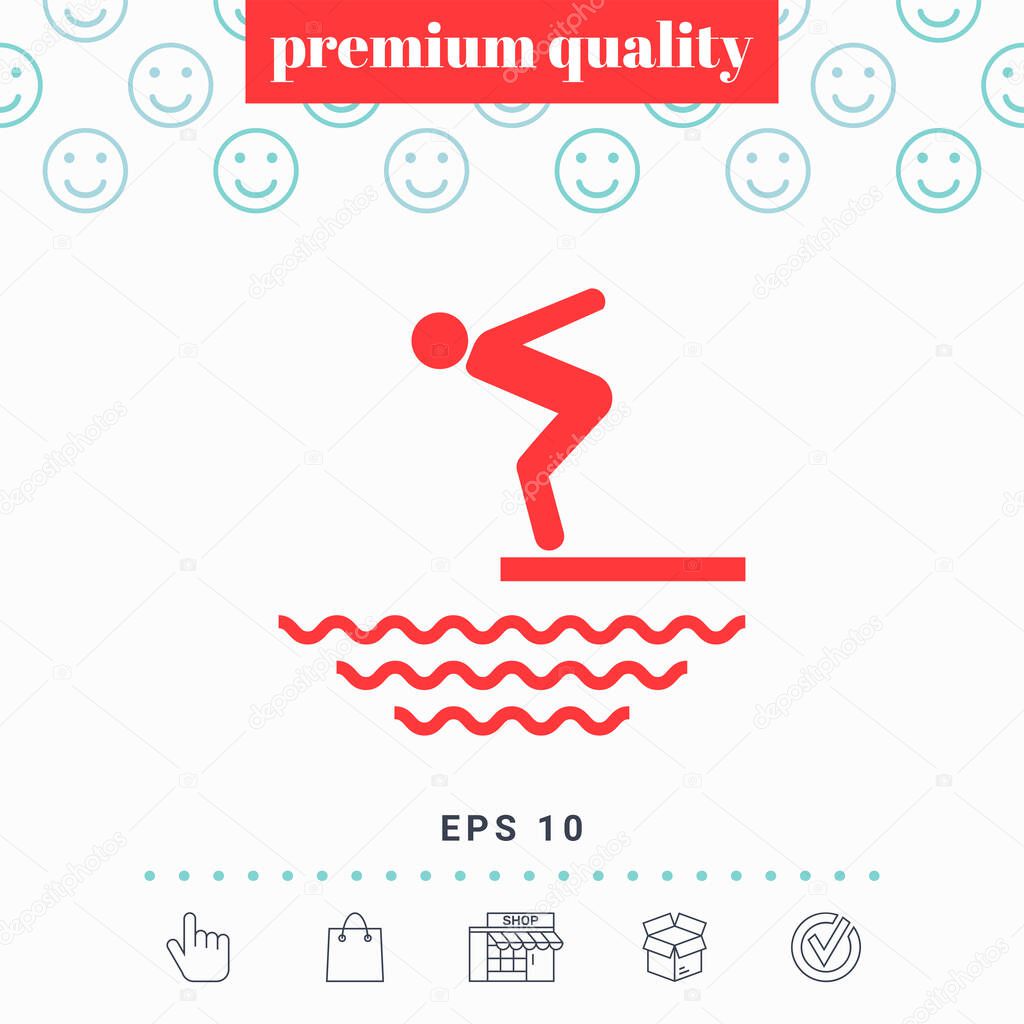 Swimmer On A Springboard Icon Elements For Your Design Premium Vector In Adobe Illustrator Ai Ai Format Encapsulated Postscript Eps Eps Format
