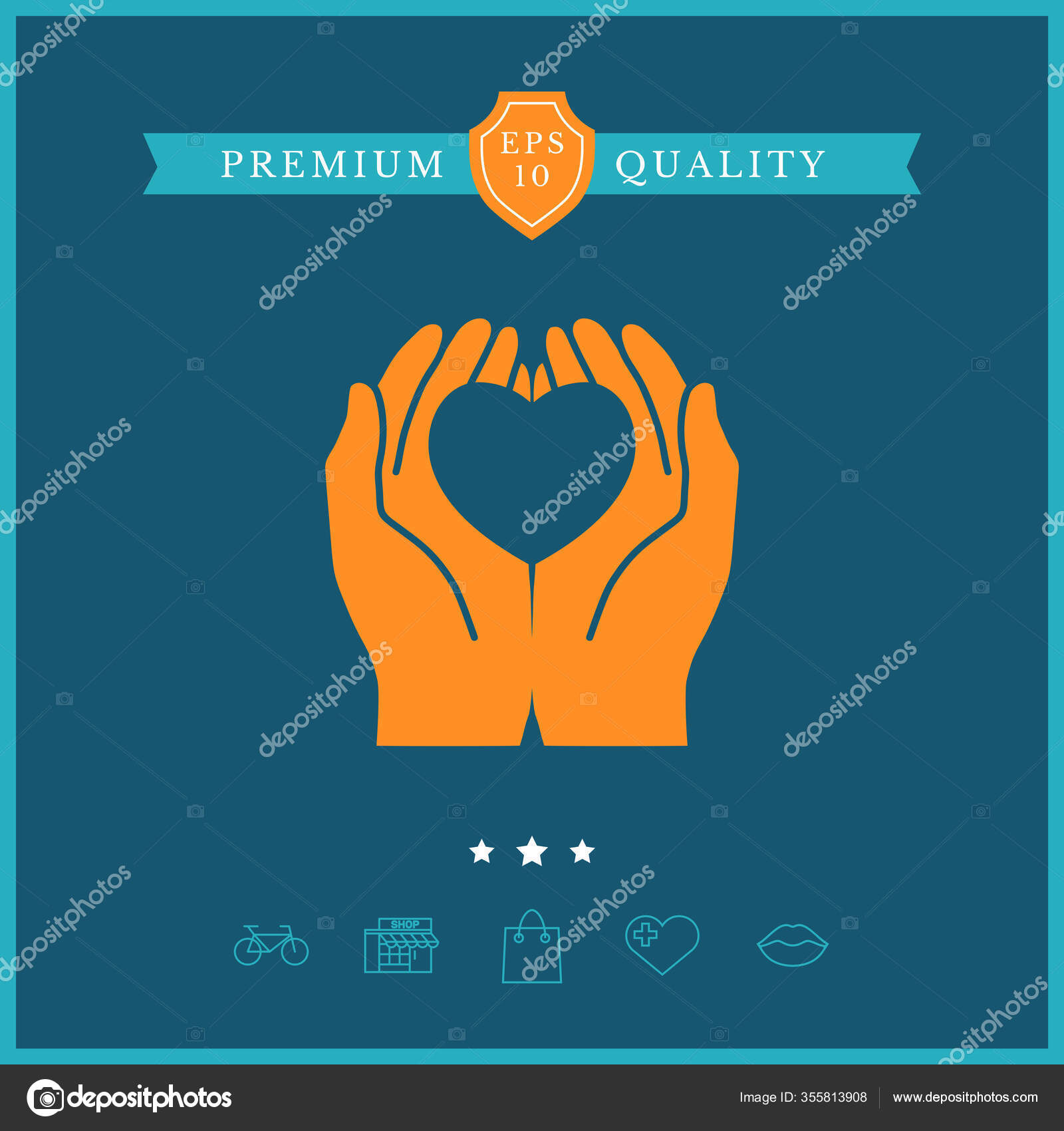 Tangan Memegang Hati Simbol Perlindungan — Stok Vektor © sssheina #355813908