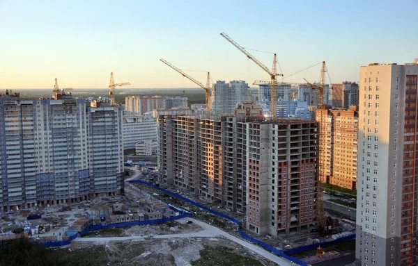 Panorama of the construction of new residential areas in the north of St. Petersburg.