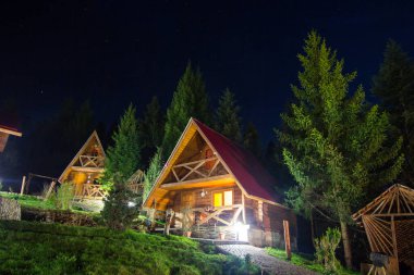 Geceleri ormanda küçük bir ev