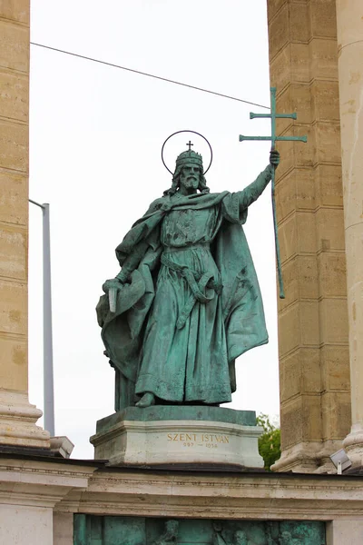 Szent Istvan Bronze Statue Budapest — Stock Photo, Image