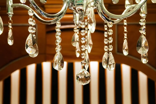 Cristaux Lustre Luxueux Cristal Sur Fond Intérieur — Photo