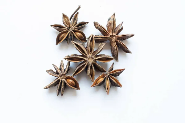 Star Anise Kruid Een Witte Achtergrond — Stockfoto