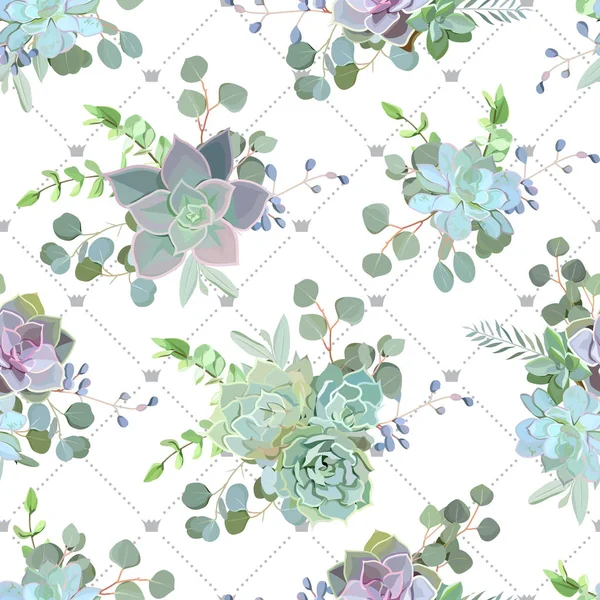 Impression vectorielle sans couture Echeveria succulente colorée verte . — Image vectorielle