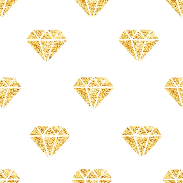 Diamantes folha dourada brilhante padrão vetor sem costura —  Vetores de Stock