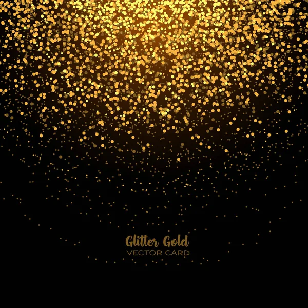 Stylowe złoty brokat okrągłe konfetti na czarne tło — Wektor stockowy