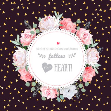 Funky vektör tasarımı yuvarlak altın glitter karanlık backgrou kartıyla