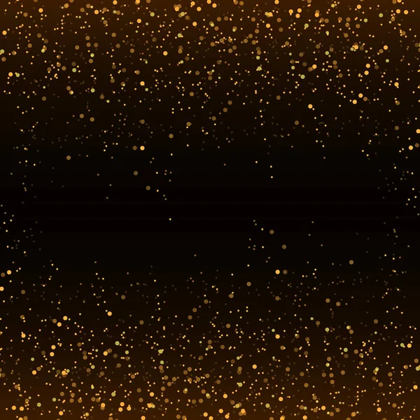 Confeti brillo dorado cayendo sobre fondo vector negro. Shin. — Vector de stock