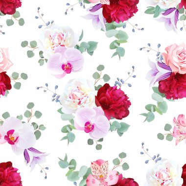 Romantik hassas sorunsuz vektör mor, kırmızı ve beyaz yazdırma