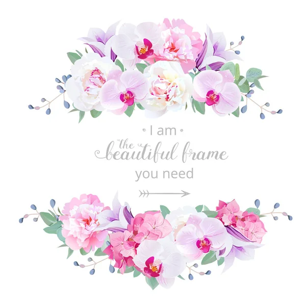 Wedding floral vector design horizontal card — Stock Vector