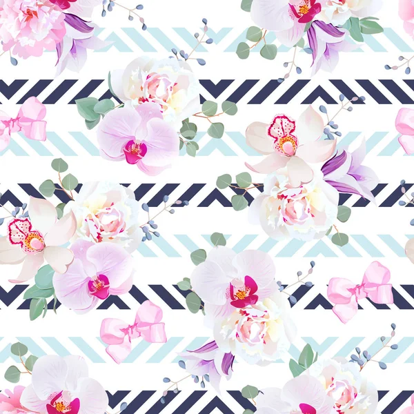 Funky sømløse vektormønstre i lilla, rosa og hvite toner. P – stockvektor