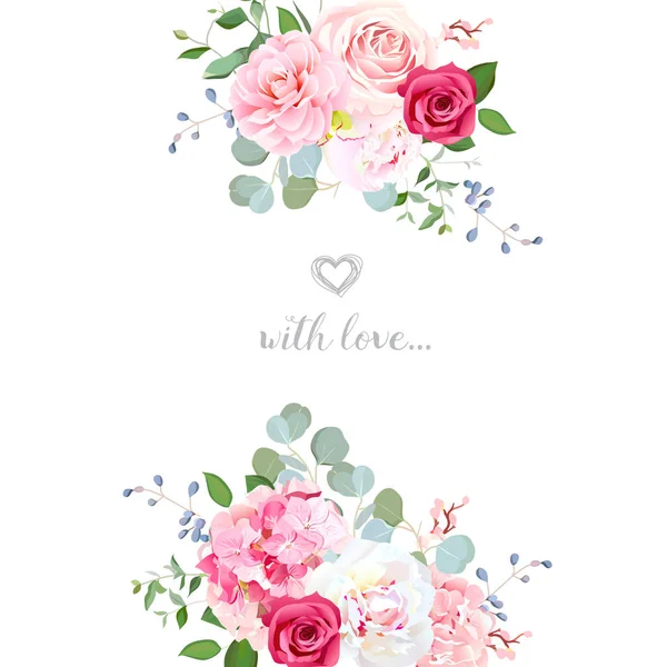 섬세 한 결혼식 꽃의 벡터 디자인 카드 — 스톡 벡터