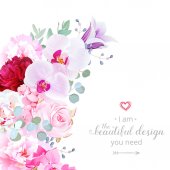 Картина, постер, плакат, фотообои "luxury floral crescent shape vector frame with flowers", артикул 148913439