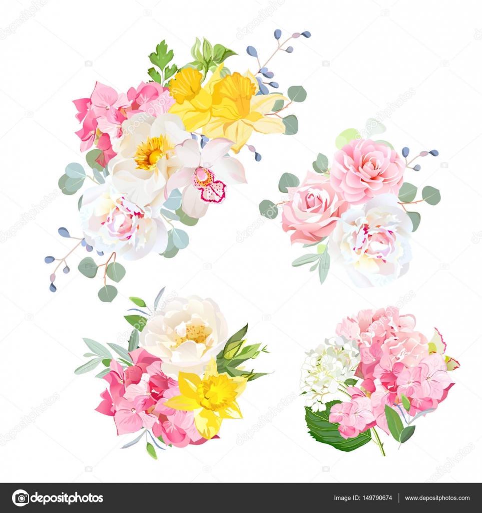 Spring delicate bouquets vector design objects Stock Vector by ...