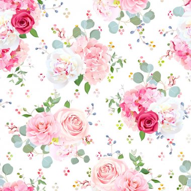 Küçük romantik Fransız buketleri sorunsuz vektör benekli desen.