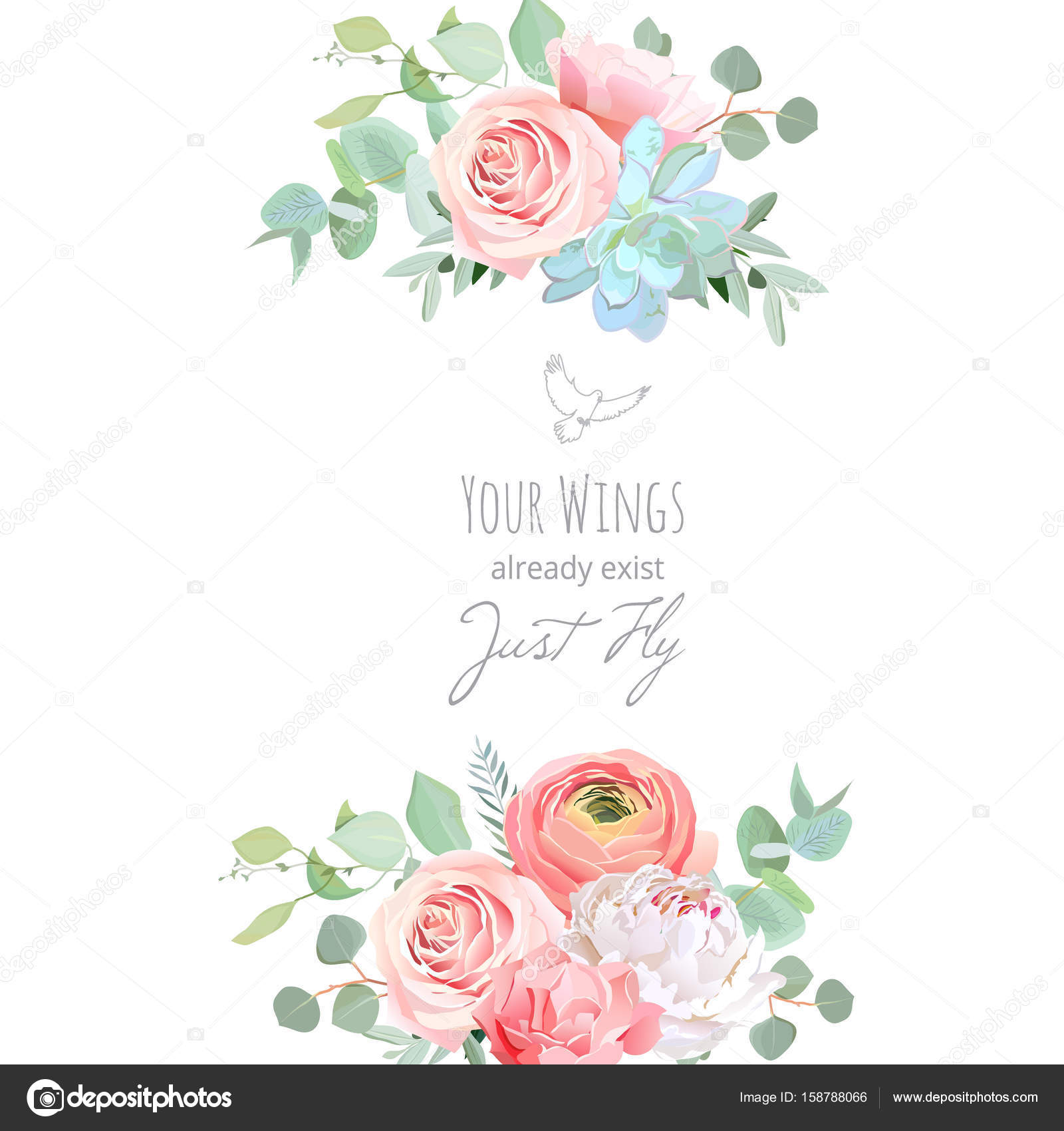 Delicate wedding floral vector design card — Stock Vector