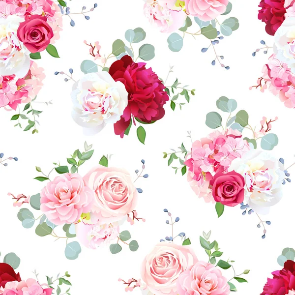 Petits bouquets de mariage de fleurs motif vectoriel sans couture . — Image vectorielle
