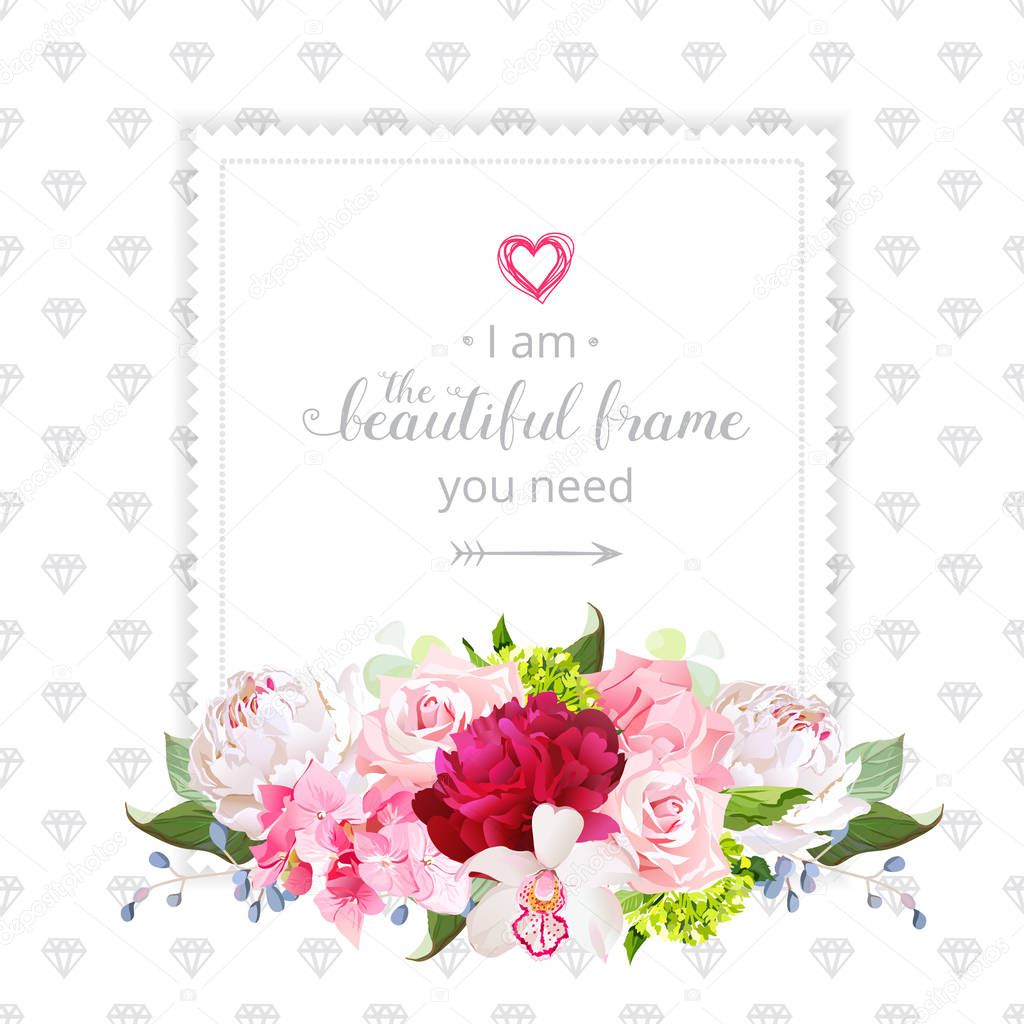 Square floral vector design frame