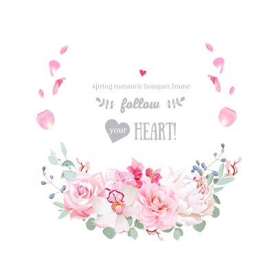 Narin çiçek vektör yuvarlak çerçeve ile düğün çiçekleri