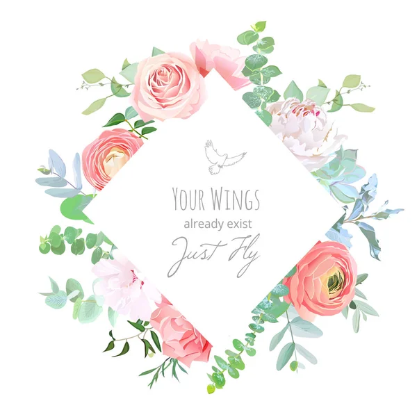 Yaprak ve çiçek rhombic çiçek etiket çerçevesinden