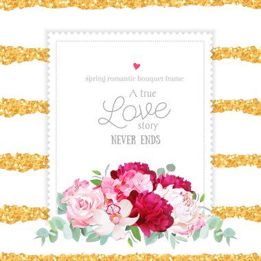 Zarif şarap rengi kırmızı, pembe ve beyaz peonies, alstroemeria lily,