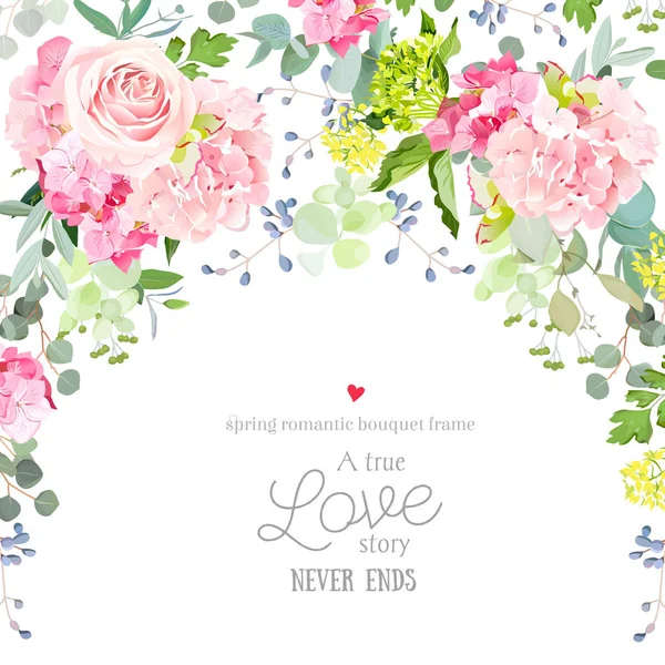 Yarım daire garland bitkisel çerçeve bitkilerden, dalları düzenlenmiş,