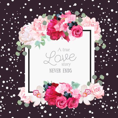 Moda vektör tasarımı ile beyaz konfeti arka plan kare kartı