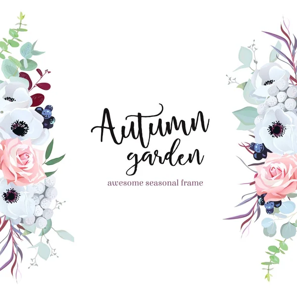 Yan kenar çerçevelemek çiçek ve yaprakları ile