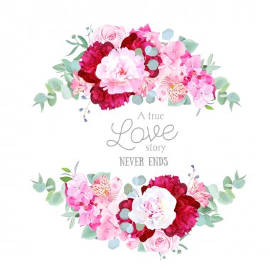 Şık çiçekli yatay vektör tasarım çerçeve karışımı