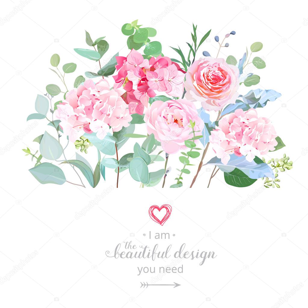 Floral design vector border in watercolor style