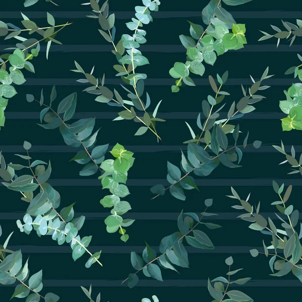 Aquarell grün nahtloses Vektormuster mit Eukalyptus selecti — Stockvektor
