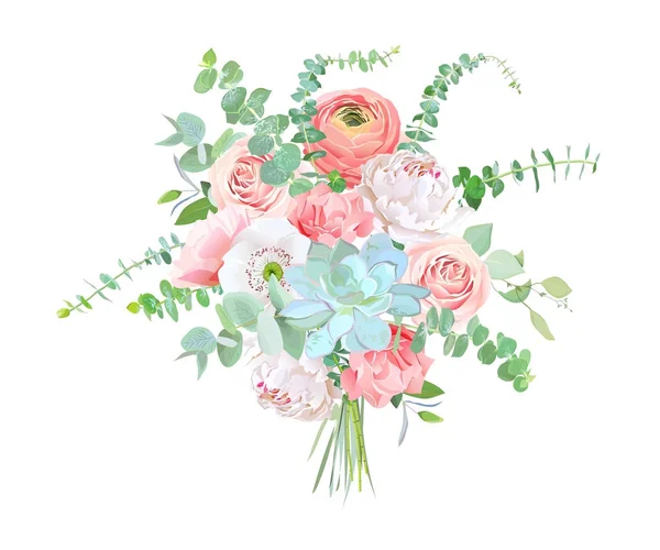 Ramo de flores de estilo acuarela — Vector de stock