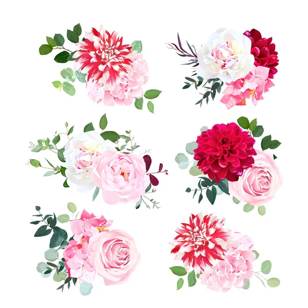 Petits bouquets d'été ensemble vectoriel design — Image vectorielle