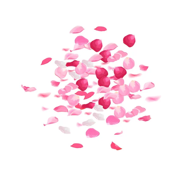Rosa pétalos de rosa pila vector diseño conjunto . — Vector de stock