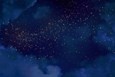 Sihirli gece karanlık mavi gökyüzü parlak yıldız ile.