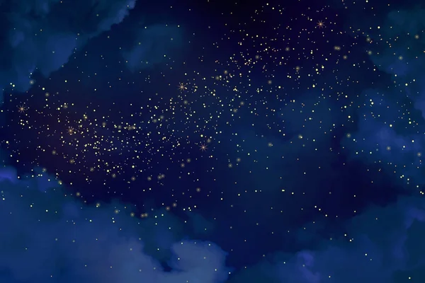 Nuit magique ciel bleu foncé avec des étoiles scintillantes . — Image vectorielle