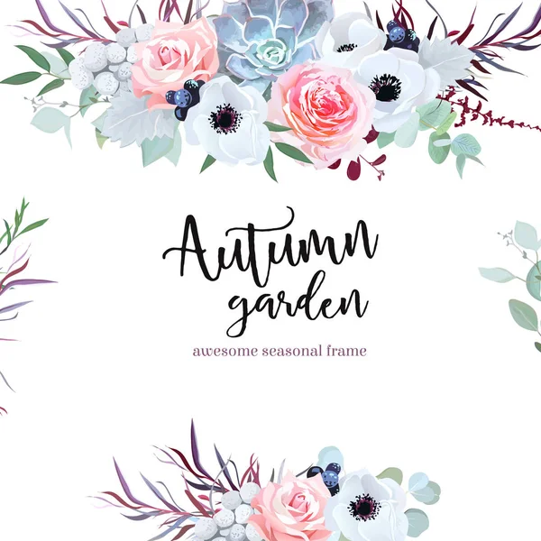 Delicado boda flores estacionales vector diseño tarjeta — Archivo Imágenes Vectoriales