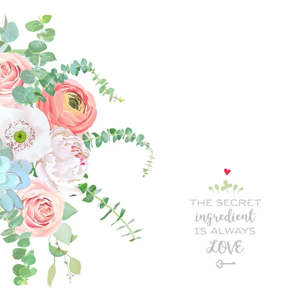 Stile acquerello fiori bouquet cornice . — Vettoriale Stock