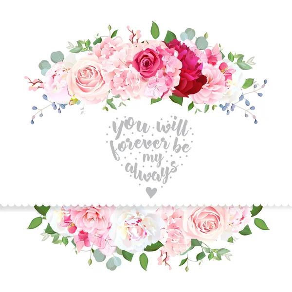 Delicado boda floral vector diseño tarjeta — Vector de stock